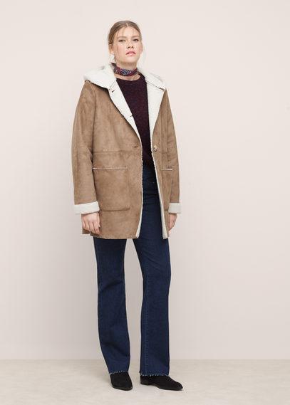 Violeta By Mango Violeta By Mango Faux Shearling Aviator Coat