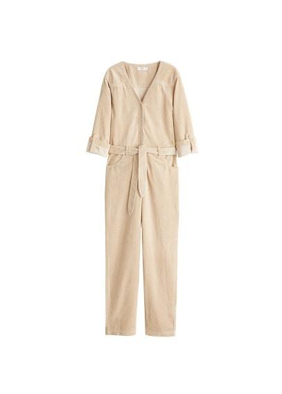 Mango Mango Corduroy Long Jumpsuit