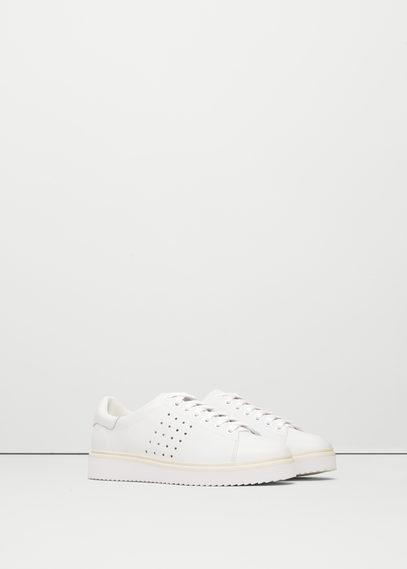 Mango Mango Laser-cut Pattern Leather Sneakers