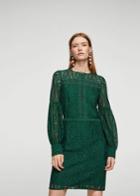 Mango Mango Puffed Sleeves Guipur Dress