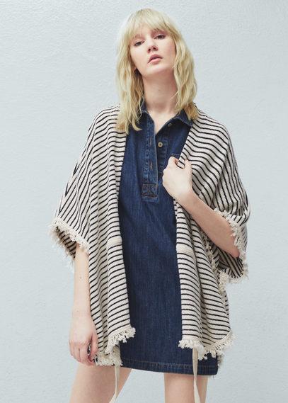 Mango Mango Striped Cotton Cape