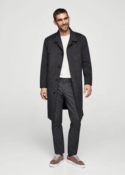 Mango Man Mango Man Houndstooth Wool-blend Coat