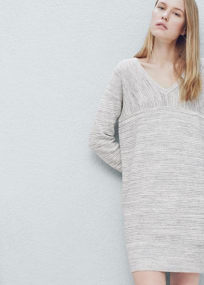 Mango Mango Flecked Cotton-blend Dress