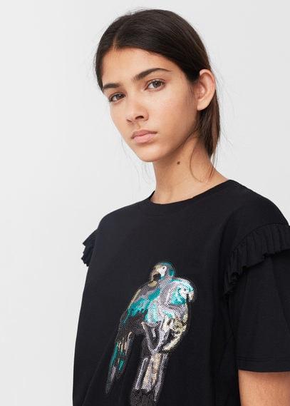 Mango Mango Ruffled Detail T-shirt
