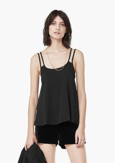 Mango Mango Flared Polka-dot Top