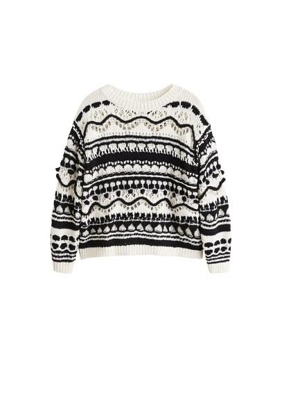 Mango Mango Bicolor Jacquard Sweater