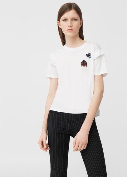 Mango Mango Ruffled Detail T Shirt