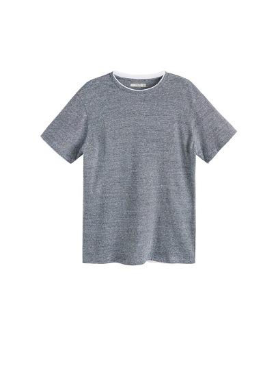 Mango Man Mango Man Striped Cotton Linen-blend T-shirt
