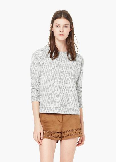 Mango Mango Textured Cotton-blend Sweatshirt