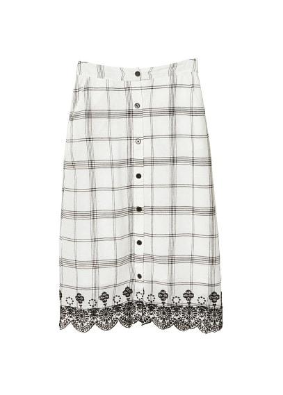 Mango Mango Embroidered Check Skirt