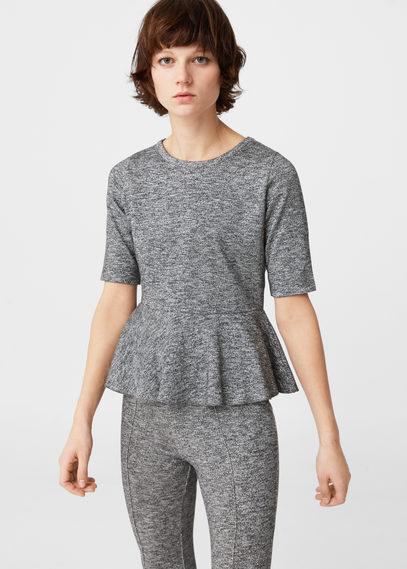Mango Mango Flecked Peplum T Shirt