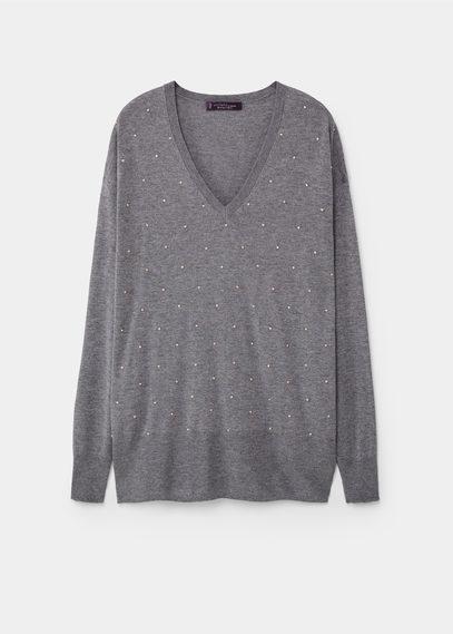 Violeta By Mango Violeta By Mango Embossed Embellishment Cotton Sweater