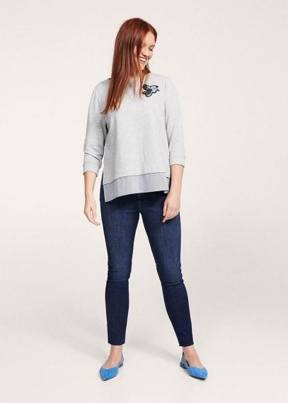 Violeta By Mango Violeta By Mango Appliqu Shirt Hem Sweatshirt
