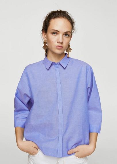 Mango Mango Cropped Cotton Shirt