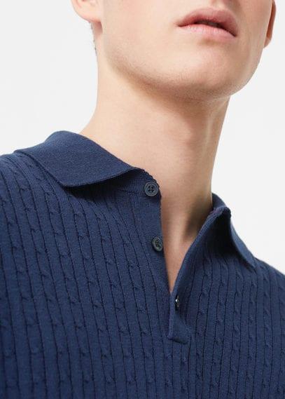 Mango Man Mango Man Cable-knit Cotton Polo Shirt