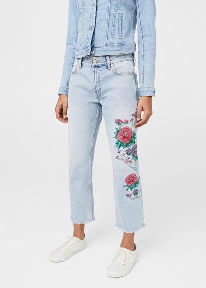 Mango Mango Dalia Embroidered Straight Jeans