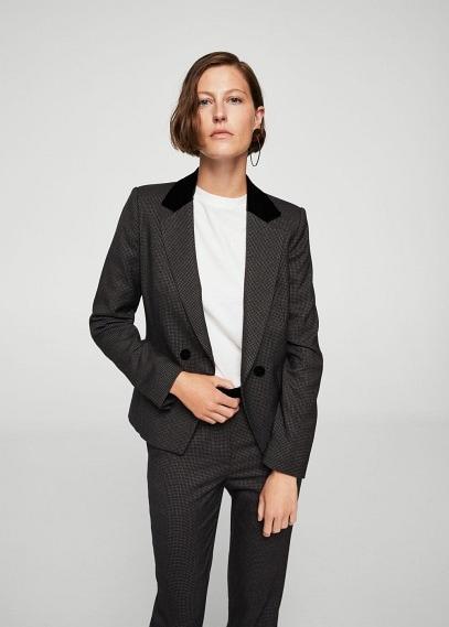 Mango Mango Lapels Houndstooth Suit Blazer