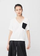 Mango Mango Contrast Chest-pocket T-shirt