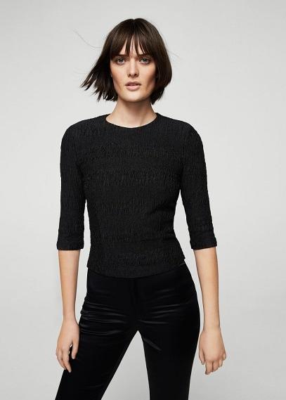 Mango Mango Quilted Panel Texture T-shirt