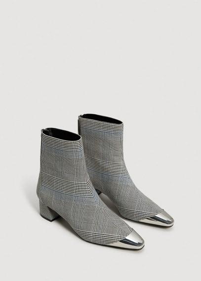 Mango Mango Metallic Pointed Toe Check Ankle Boots