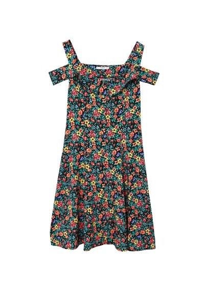 Mango Mango Flowers Cold-shoulder Dress