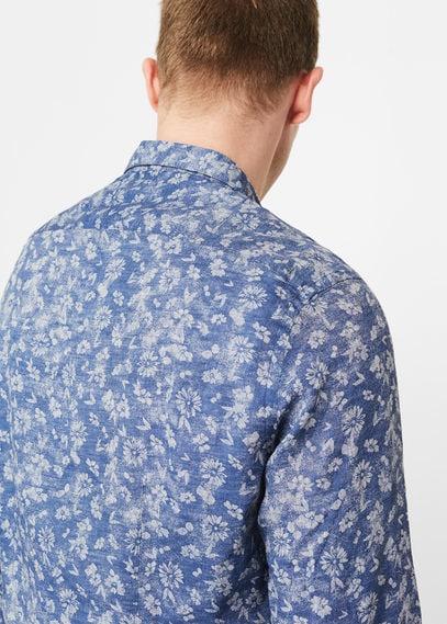 Mango Man Mango Man Slim-fit Floral-print Linen Shirt