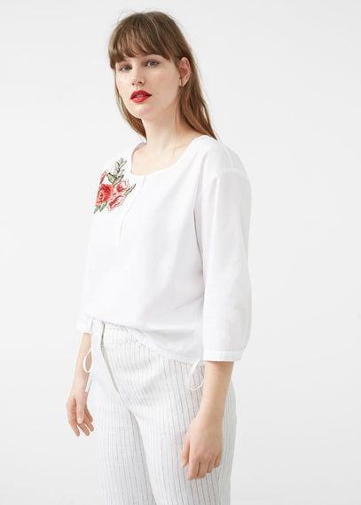 Violeta By Mango Violeta By Mango Floral Embroidery Blouse
