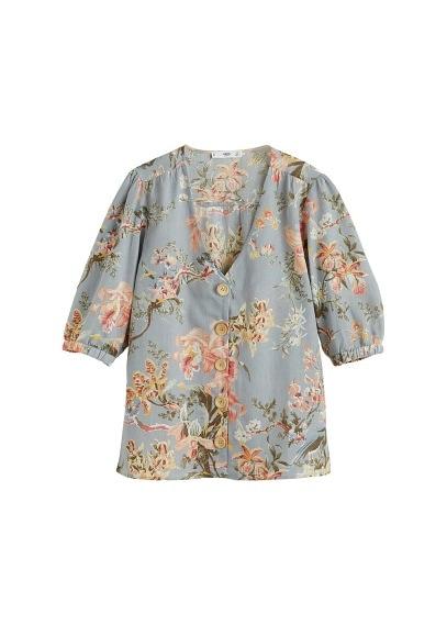 Mango Mango Floral Linen-blend Blouse