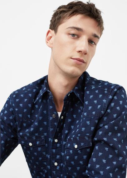 Mango Man Mango Man Slim-fit Printed Chambray Shirt