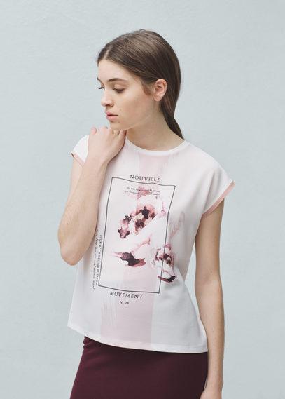 Mango Mango Contrast Print T Shirt
