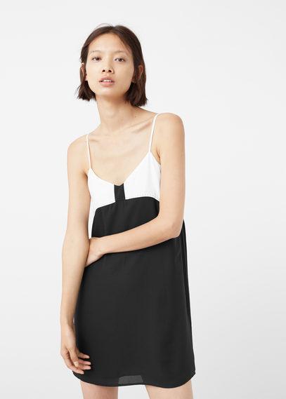 Mango Mango Monochrome Contrast-bodice Dress