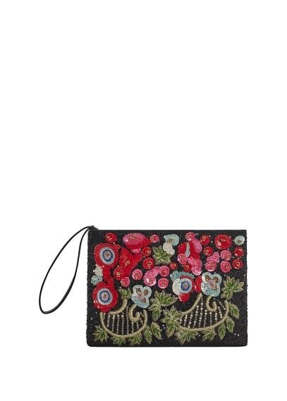 Violeta By Mango Violeta By Mango Flowers Sequins Clutch