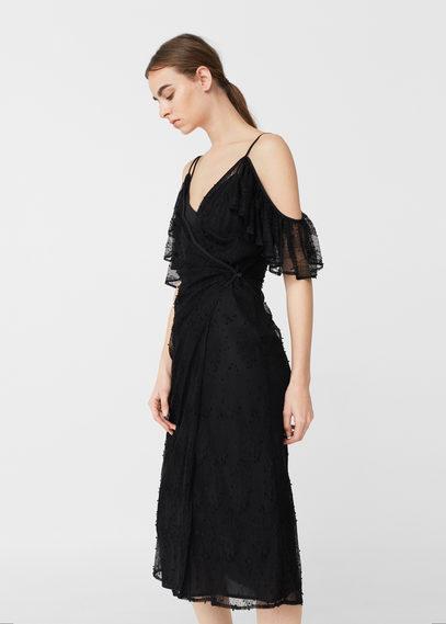Mango Mango Lace Off-shoulder Dress