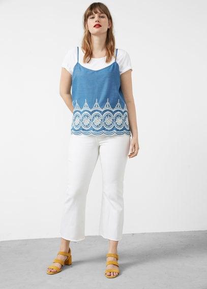 Violeta By Mango Violeta By Mango Embroidered Denim Top