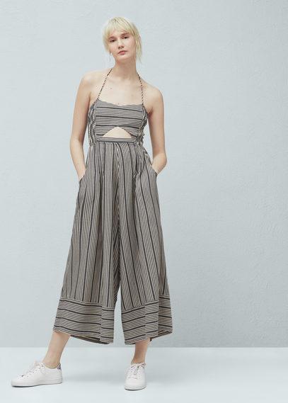 Mango Mango Striped Cotton Jumpsuit