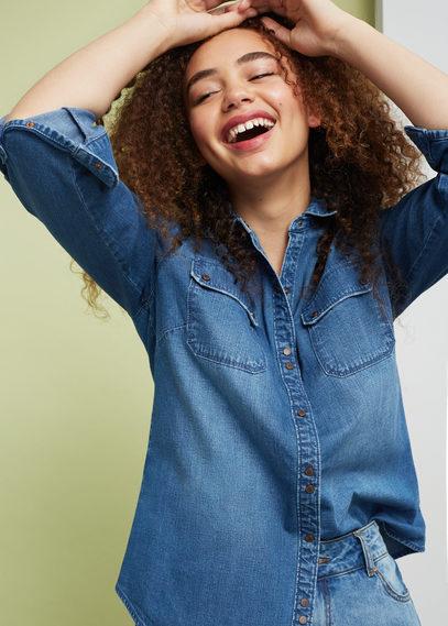 Violeta By Mango Violeta By Mango Dark Wash Denim Shirt