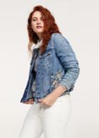 Violeta By Mango Violeta By Mango Embroidered Faux-shearling Denim Jacket