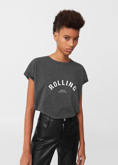 Mango Mango Embossed Text T Shirt