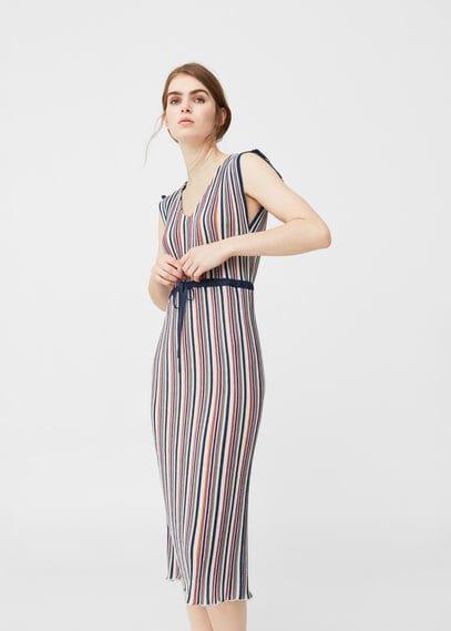 Mango Mango Metallic Striped Dress