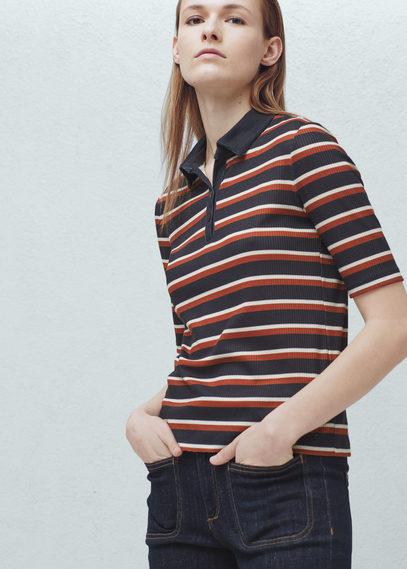 Mango Mango Stripe Textured Polo Shirt