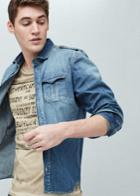 Mango Man Mango Man Regular-fit Chest-pocket Denim Shirt