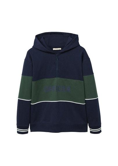 Mango Man Mango Man Contrasting Panels Hooded Sweatshirt