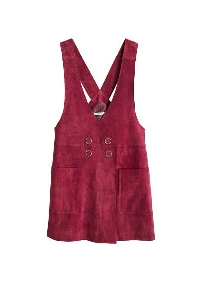 Mango Mango Short Leather Pinafore Dress