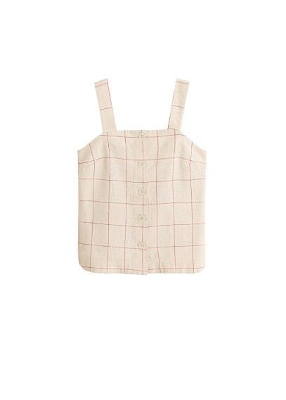 Mango Mango Check Linen-blend Top