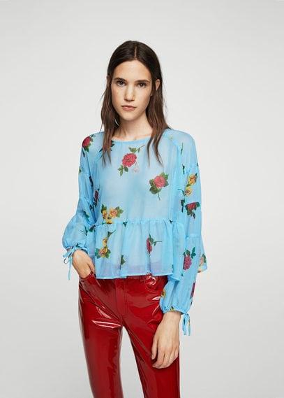 Mango Mango Puffed Sleeves Floral Shirt