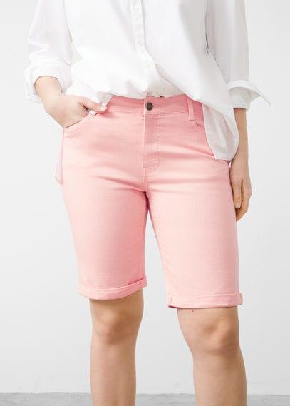 Violeta By Mango Violeta By Mango Yellow Cotton Bermuda Shorts