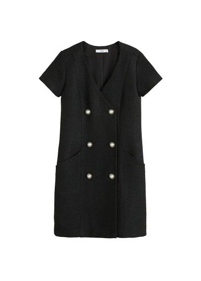 Mango Mango Buttons Tweed Dress