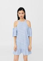 Mango Mango Striped Cold-shoulder Dress