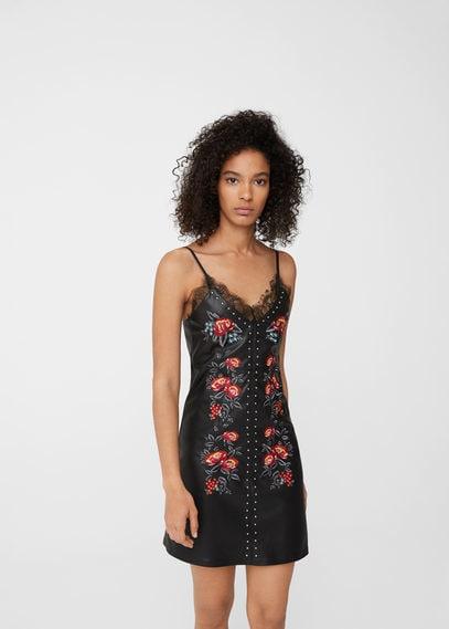 Mango Mango Studded Embroidery Dress