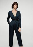 Mango Mango Wrap Neckline Satin Jumpsuit